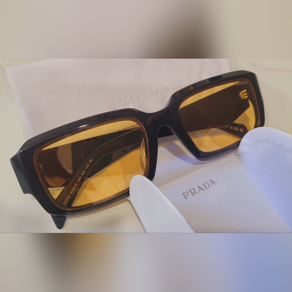 Prada Black Frames with Amber Lenses